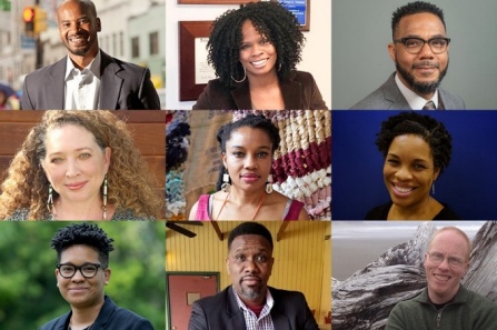 The Center for Diversity Innovation's inaugural class of Distinguished Visiting Scholars. From left, top row: Waverly Duck, Terri Watson, John Major Eason. Middle row: Mishuana Goeman, Victoria Udondian, Patricia A. Matthew. Bottow row: Vanessa M. Holden, Nicholas K. Githuku, Eli Clare. 