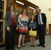 Leslie Crane, second from left, and Ashley Cercone, second from right, receive honorable mention in the Undergraduate Poster Competition.
