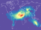 Dust optical depth (a measurement of how much sunlight is intercepted by atmospheric dust) simulated by a global climate model. Warmer colors indicate thicker dust plumes and demonstrate global transport of dust in the atmosphere Stuart Evans, PhD 