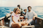 Taking a snorkeling break from the refugee camp with her future husband, Peter Bloom