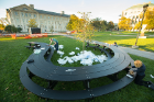 “Why?” a companion piece to "Whippy," Beitz' piece on Founders Plaza on the North Campus, is located on Diefendorf Quad.