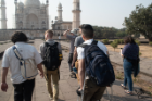 This is our group accompanied by Professor Pushkar walking in the gardens at the Bibi Ka Maqbara. | Photo Credit: Xander Covert