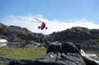 The research team traveled to isolated parts of Greenland accessible only by helicopter. Credit: Anna McKee