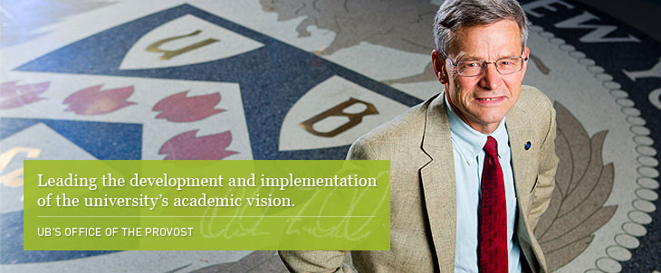 Photo of 
Charles F. Zukoski, Provost and Executive Vice President for Academic Affairs, accompanied by the text: Leading the development and implementation of the university’s academic vision: UB's Office of the Provost