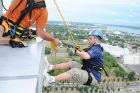 Special Olympics athlete Kevin Lowes participates in an Over the Edge at Seneca Niagara Casino. July 26, 2012.