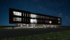 Nighttime rendering of UB Police headquarters, called the Green Gateway.