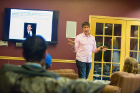 Jeff Polish talked about "Shaping Meaningful Events into Memorable Stories" at the first workshop of the "Telling My Story" series held on Feb. 15 in the Hadley Village Common Room.