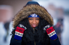 School of Management student Amber-Rae Lawson is all decked out for the weather.