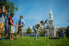 UB Students for the Exploration and Development of Space (UB SEDS) set up a solar-viewing telescope on the lawn in front of Hayes Hall to observe the eclipse.