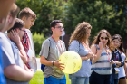 Students tossed around a ball with questions on it, which made it a little easier to get to know each other. Photo: Meredith Forrest Kulwicki
