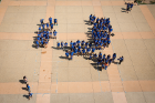 Honors College students gathered to form a giant "H." Photo: Meredith Forrest Kulwicki