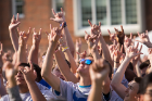 New students showed their #hornsup for the first time. Photo: Meredith Forrest Kulwicki