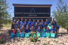 Members of Team New York with chemo care bags for patients at the Rocky Mountain Oncology Center in Casper, Wyoming.