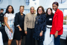Fern Mallis, BFA ’69, creator of New York Fashion Week, shared her UB experiences and how they prepared her for a successful career in the fashion industry. Pictured with Mallis (third from right) are Michelle Brown (second from left), wife of Buffalo Mayor Byron Brown, and SUNY Trustee Eunice Lewin (third from left).
