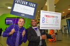 Tim Matthews (left) and Douglas Hoston, both from the UB Honors College, hold up their signs wishing for "Freedom from Bullying" and ""Freedom to Be You."