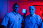 Oral biologists Praveen Arany (left) and Frank Scannapieco are partnering on a Buffalo Blue Sky-funded project with Kathryn Medler and Ann-Marie Torregrossa in the College of Arts and Sciences. The team is studying how low doses of light (photobiomodulation therapy) may help oral cancer patients recover their sense of taste after chemotherapy.