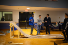 Students get ready for the 3D-print derby. Photo: Douglas Levere