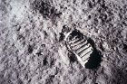 A close-up view of astronaut Buzz Aldrin's bootprint in the lunar soil, photographed with the 70mm lunar surface camera during Apollo 11's sojourn on the moon. Photo: NASA