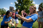 An ice-breaker exercise helps members of the Honors College get to know each other. Photo: Meredith Forrest Kulwicki