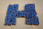 Members of the Honors College form the letter "H," a relatively new tradition at UB. Photo: Meredith Forrest Kulwicki