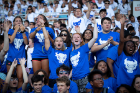 Students are stoked for the New Student Welcome in UB Stadium. Photo: Meredith Forrest Kulwicki