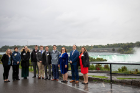 Current and former students with the School of Law’s Environmental Advocacy Clinic pose at Niagara Falls.