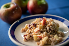 Cranberry Apple Farro Salad: apples, cranberries, walnuts and feta cheese tossed with farro in a honey Dijon vinaigrette.