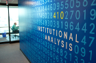 This wall graphic in Institutional Analysis uses Pi as the basis for the design. Photo: Meredith Forrest Kulwicki 