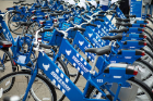 The BikeShare at UB bikes have a distinctive, branded look. Photo: Douglas Levere