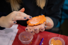 Students could customize their play dough with color and glitter.