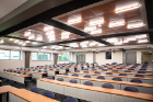 The lecture hall has a more contemporary look and feel.