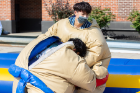 Haoyang Wan, a first-year student studying environmental engineering, takes on junior mechanical engineering student Zac Romero in sumo wrestling, a Spirit Week classic.