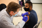 Vijayananda Kodadala, a graduate student in management information systems: “I have an autoimmune disease, so I want to get a booster – just to be sure,” he says. While he was at it, Kodadala rolled up his sleeve to get a flu shot, too.