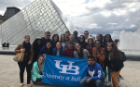 UB students participated in a walking tour through Paris starting at the Eiffel Tower and ending at the Louvre, learning about history and the importance of the Louvre. 