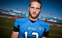 Photo of Peter Fardon in his UB Bulls football uniform in the UB Stadium.