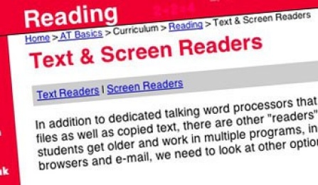 A webpage displaying a title, "Text and Screen Readers.". 