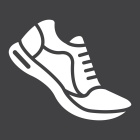 Running shoes glyph icon, fitness and sport, gym sign vector graphics, a solid pattern on a black background, eps 10. 
