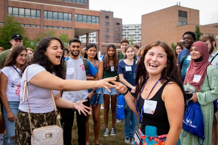 Students at an ice breaker event for the Honors College.