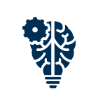 Brain lightbulb with gear icon. 