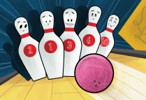 Conceptual illustration of bowling. 