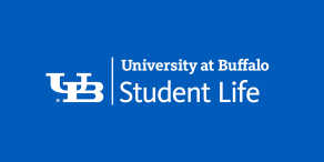Zoom image: University at Buffalo Student Life lockup with the correct scale of the registered symbol.