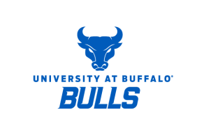 University at Buffalo Bulls wordmarks with centered spirit mark on top. 