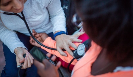 Photo of a blood pressure check. 