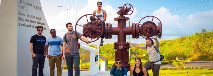 UB students at a water plant in Costa Rica. 