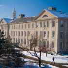 Photo of Crosby Hall with snow on the ground. 