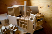 A photo of an early model of the Quad House. 