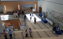 Overview of a group of research posters and speakers. 