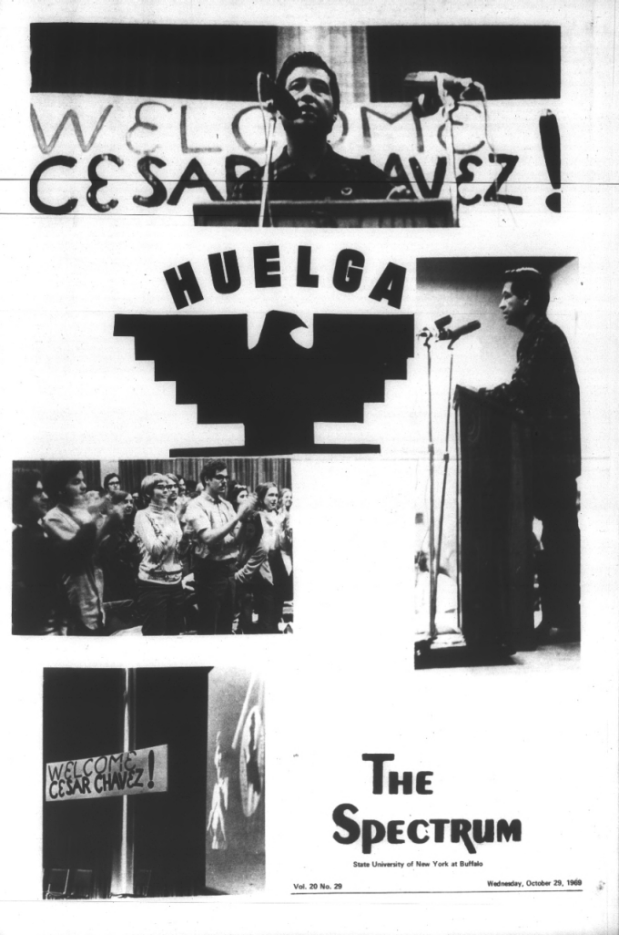 Cover of UB Spectrum in 1969 during Cesar Chavez visit. 