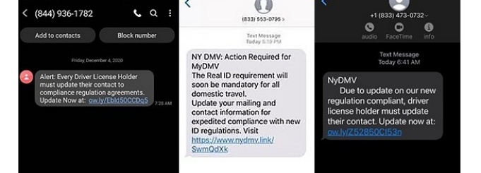 Scam DMV texts with URL to click on. 