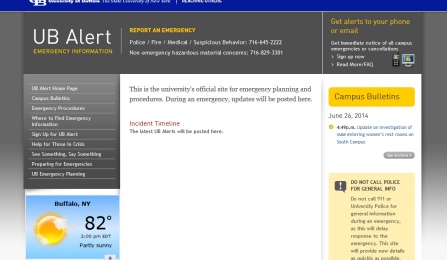 Screenshot of the UB Alert website.